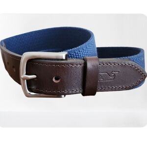 Vineyard Vines Belt Leather Trim Solid Brass Buckle Size 30